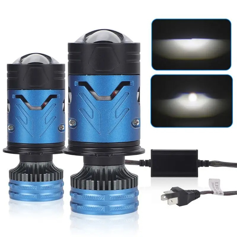 Đèn LED đầu xe H4 12V Mini Lens Siêu Sáng Hi/Lo Beam Ánh Sáng Trắng 6000K cho Ô Tô & Mô Tô Mẫu Tương