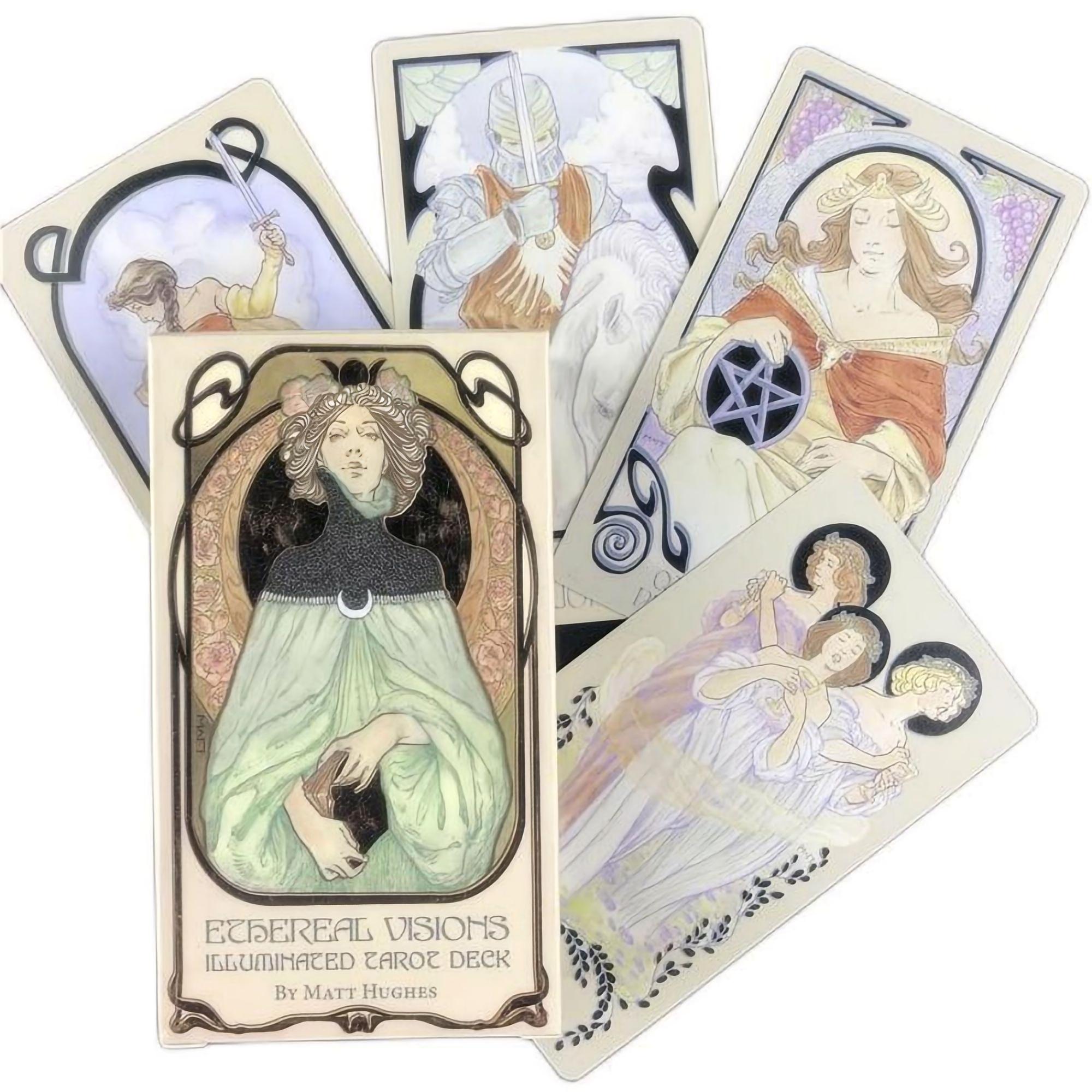 Bộ bài Tarot Classic Ethereal Visions Illuminated Tarot Rider dành cho người mới bắt đầu, trò chơi b