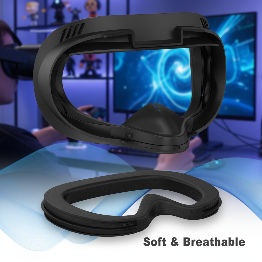 1 cái đệm mặt VR & tấm che mặt cho Oculus Quest 2, đệm mút PU chống mồ hôi - Phụ kiện Meta Quest 2