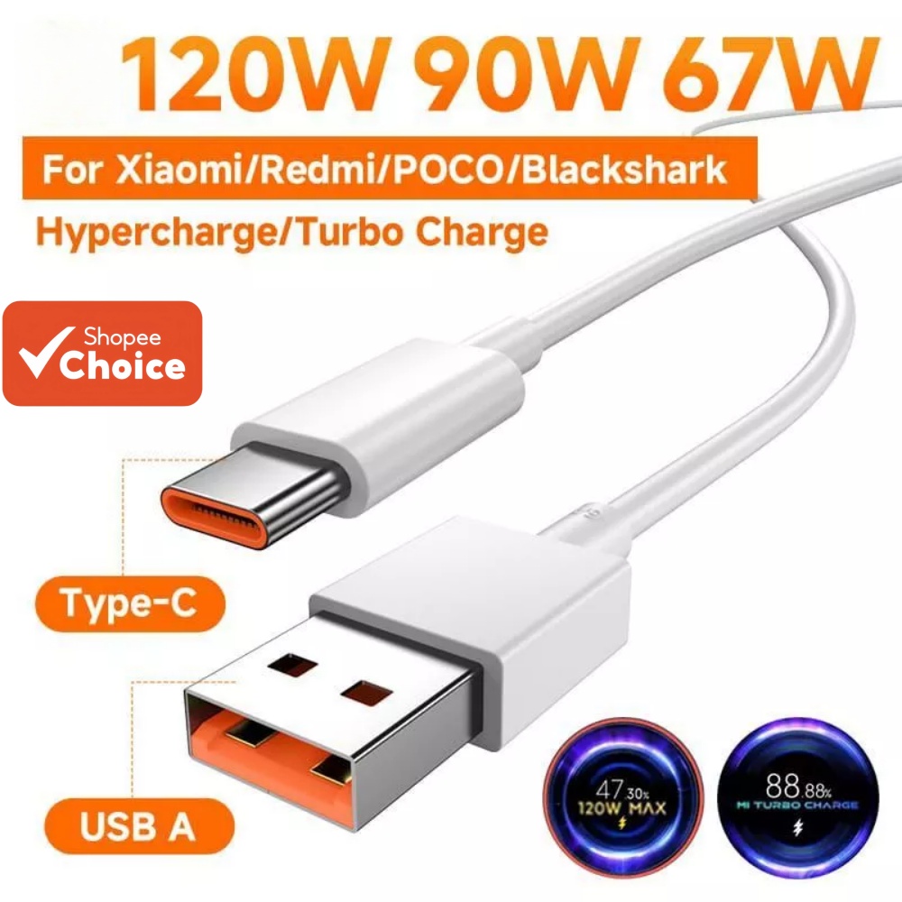 Cáp sạc siêu nhanh Type C 1M 6A cho Xiaomi Redmi 120W/90W/67W/45W/33W Turbo Charger