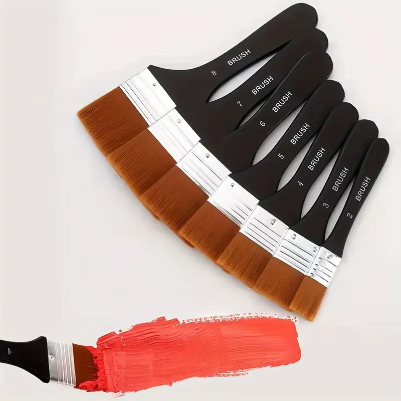 Flat Artist Paint Brush Set Large Wash Nylon 7 chiếc Gỗ Acrylic Màu Nước