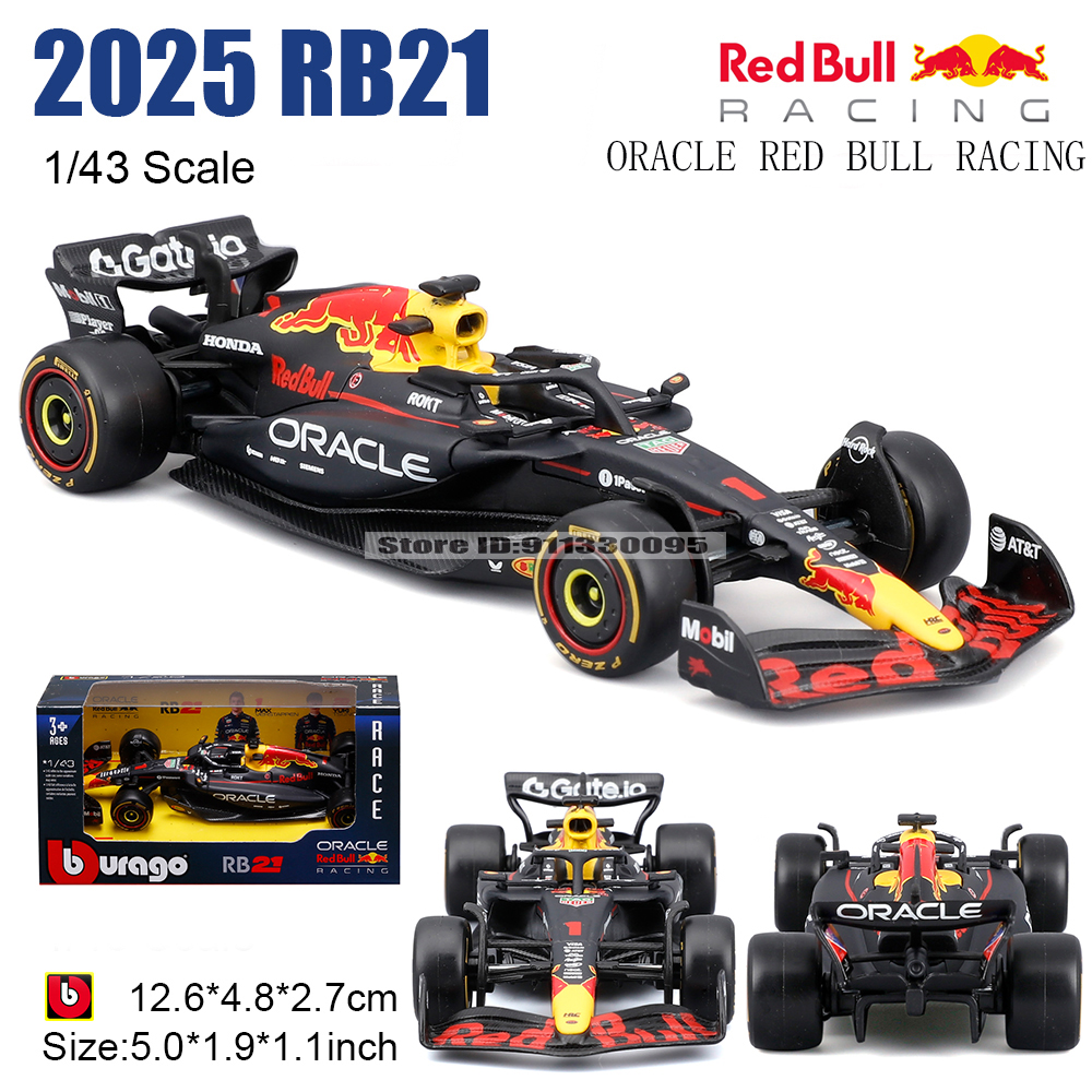 Bburago F1 Red Bull RB21 tỉ lệ 1:43 2025 số 1 Verstappen số 22 Yuki Tsunoda xe mô hình hợp kim đúc t