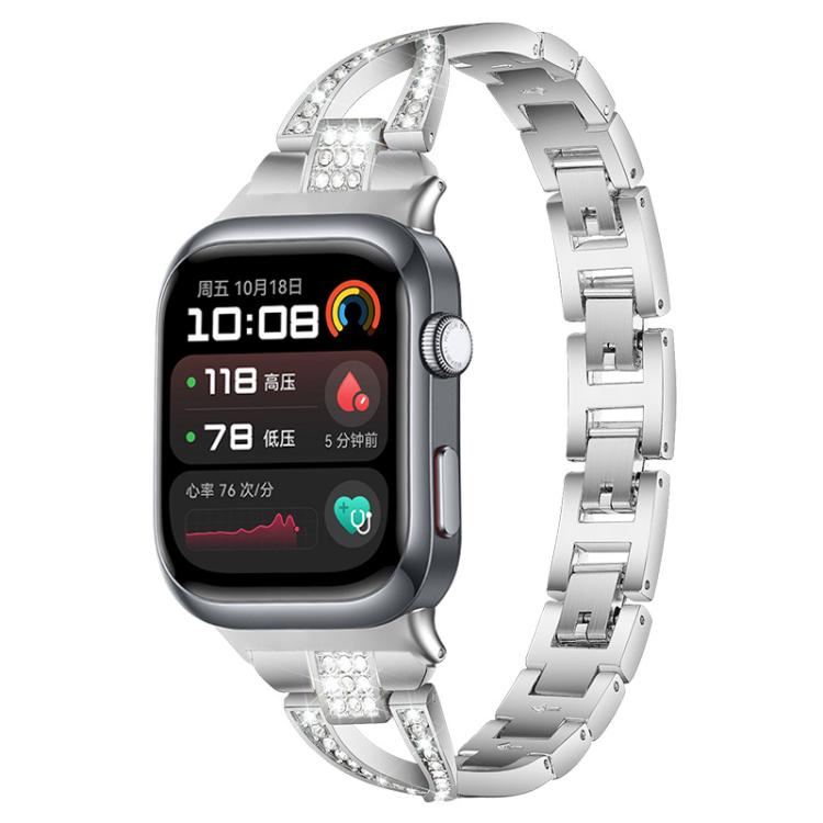 XDFIND Dây đeo kim loại đính đá hình chữ X tương thích với Huawei Watch D2, thiết kế mảnh mai lấp lá