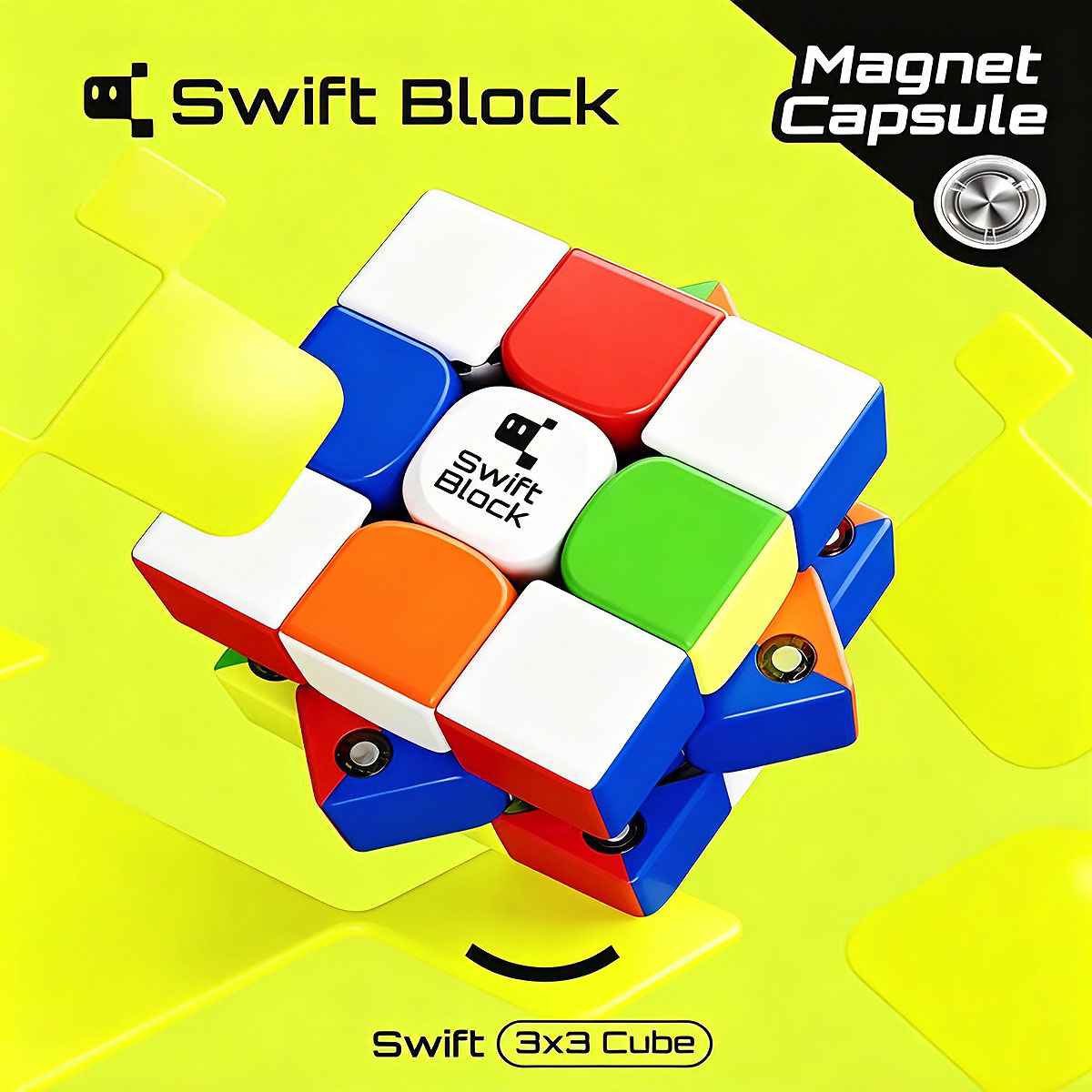 Khối Rubik nam châm Swift Block 3x3, không nhãn dán, Swift 355S 3x3, đồ chơi xếp hình nam châm chuyê