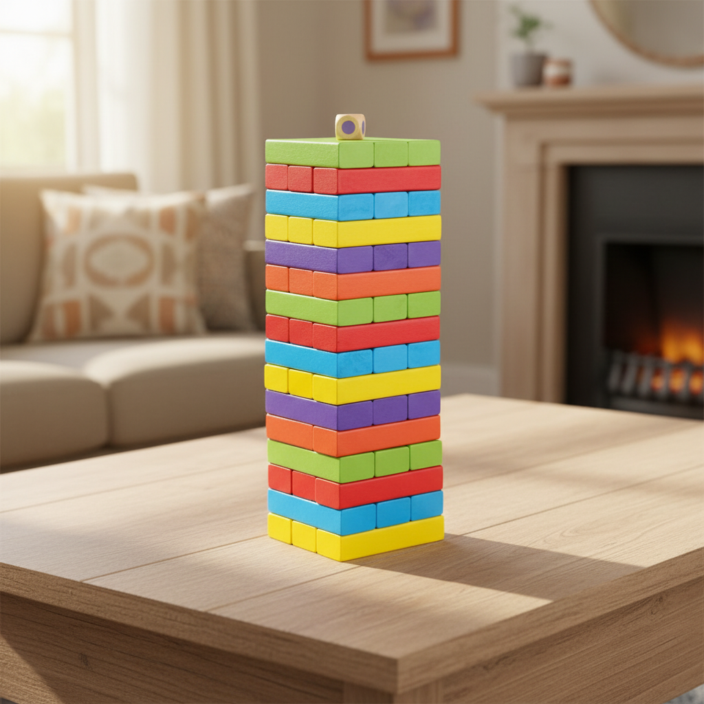 54 Khối Gỗ Lớn Chơi Jenga với Số Nhiều Màu Sắc, Trò Chơi Gia Đình Thân Thiện Cho Trẻ Em, Trẻ Nhỏ, Lý