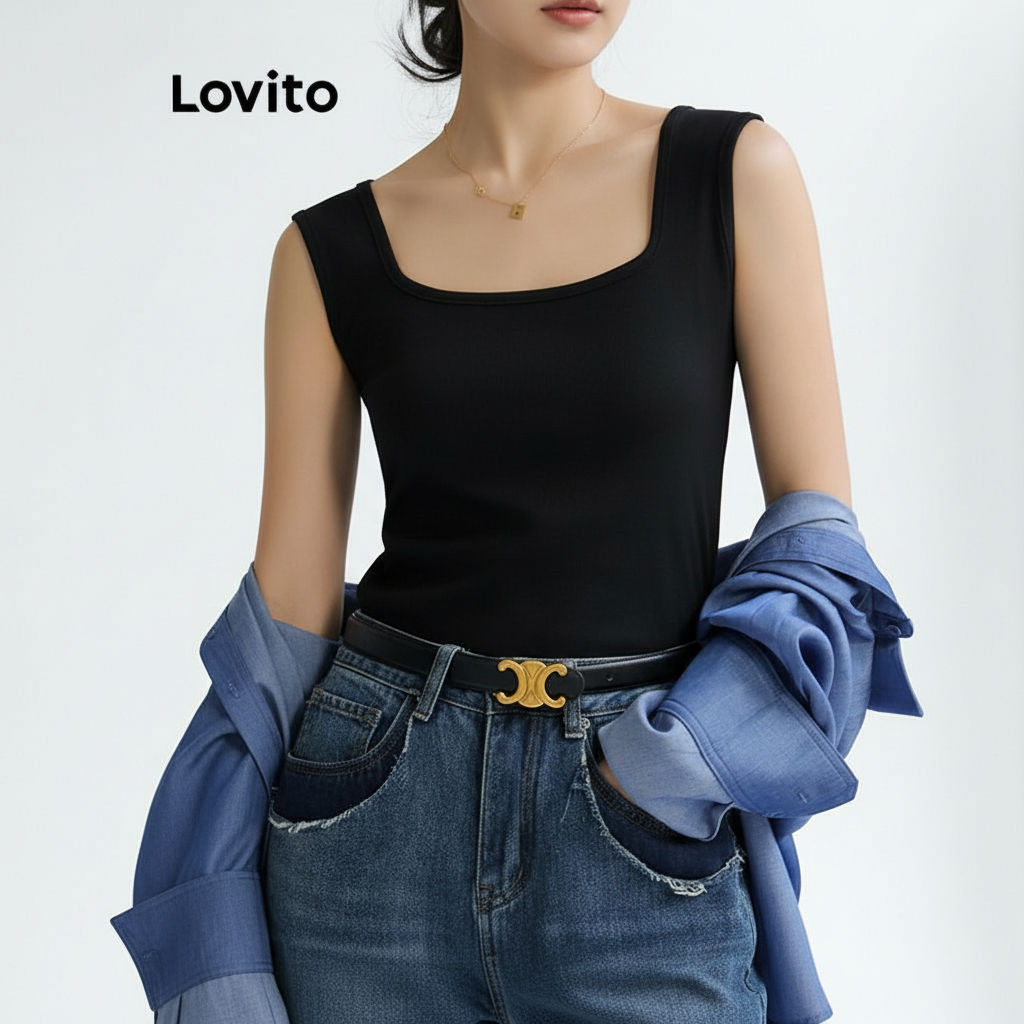 Lovito Áo Tank Top Đơn Giản Basic Nữ LNL56078