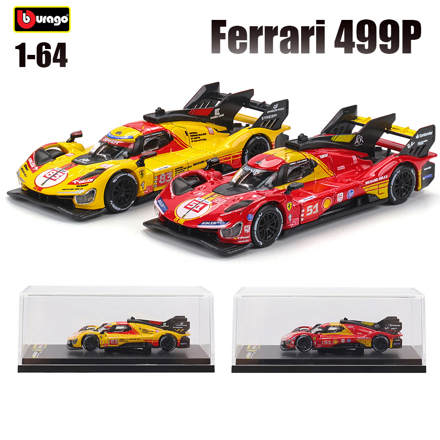 Bburago 1: 64 Ferrari 499P Diecast Xe Mô Hình Với Hộp Acrylic Đế Đua Xe Bản Sao Thu Nhỏ Bộ Sưu Tập Đ