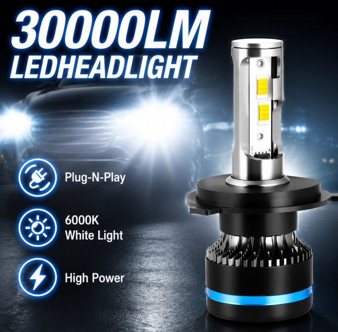 Bóng đèn pha LED CSP Chip Canbus H7 H1 H4 H11 30000LM