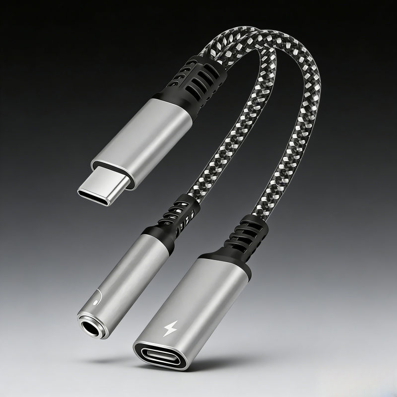 Bộ chia Hub 2 trong 1 Type C được nâng cấp Pd 60w Sạc nhanh Tai nghe Jack cắm Bộ chuyển đổi âm thanh