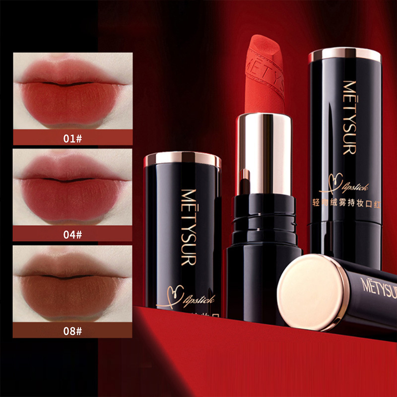 Son môi METSUR Matte – Velvet Kiss, Long-Wear & Transfer-Proof, Sắc tố cao, Luxe Finish