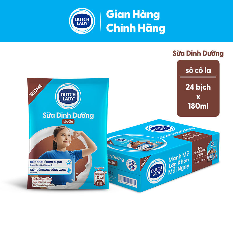 Thùng 24 Bịch Sữa Dinh Dưỡng Dutch Lady Socola 24x180ml | BigBuy360 - bigbuy360.vn