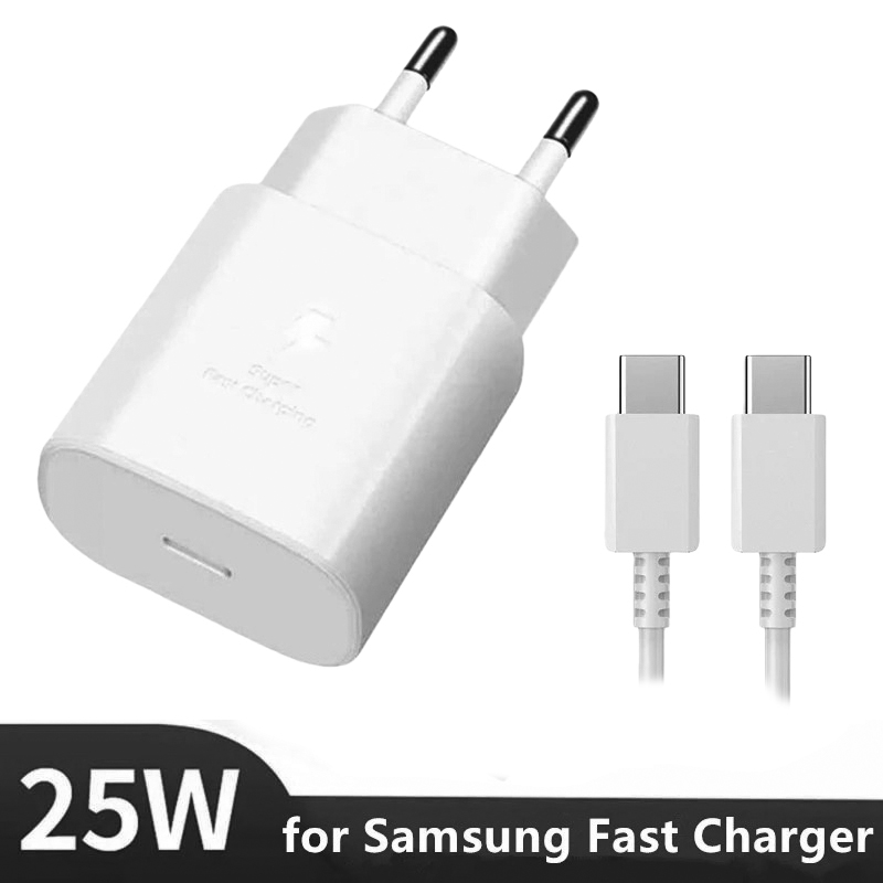 Bộ sạc tường 25W PD Type-C kèm cáp cho Samsung S25 Ultra S24