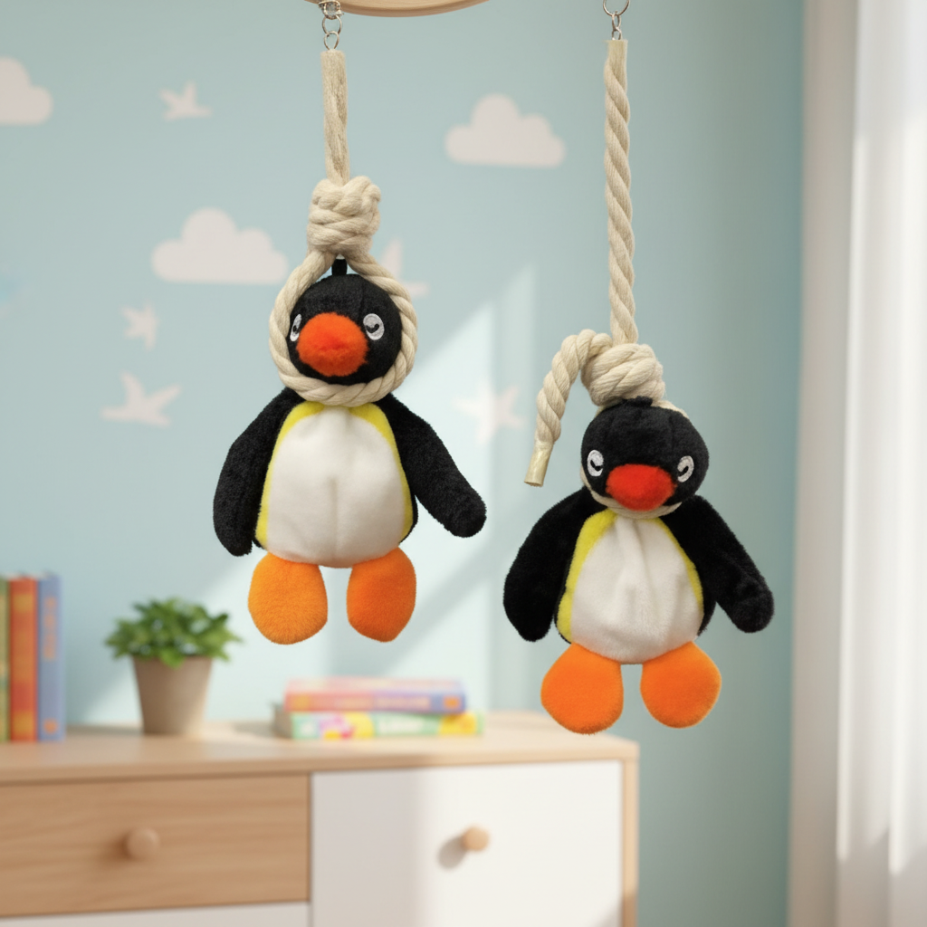 Móc khóa gấu bông Pingu Penguin - Móc khóa hình động vật hoạt hình, quà tặng dễ thương cho bé gái và