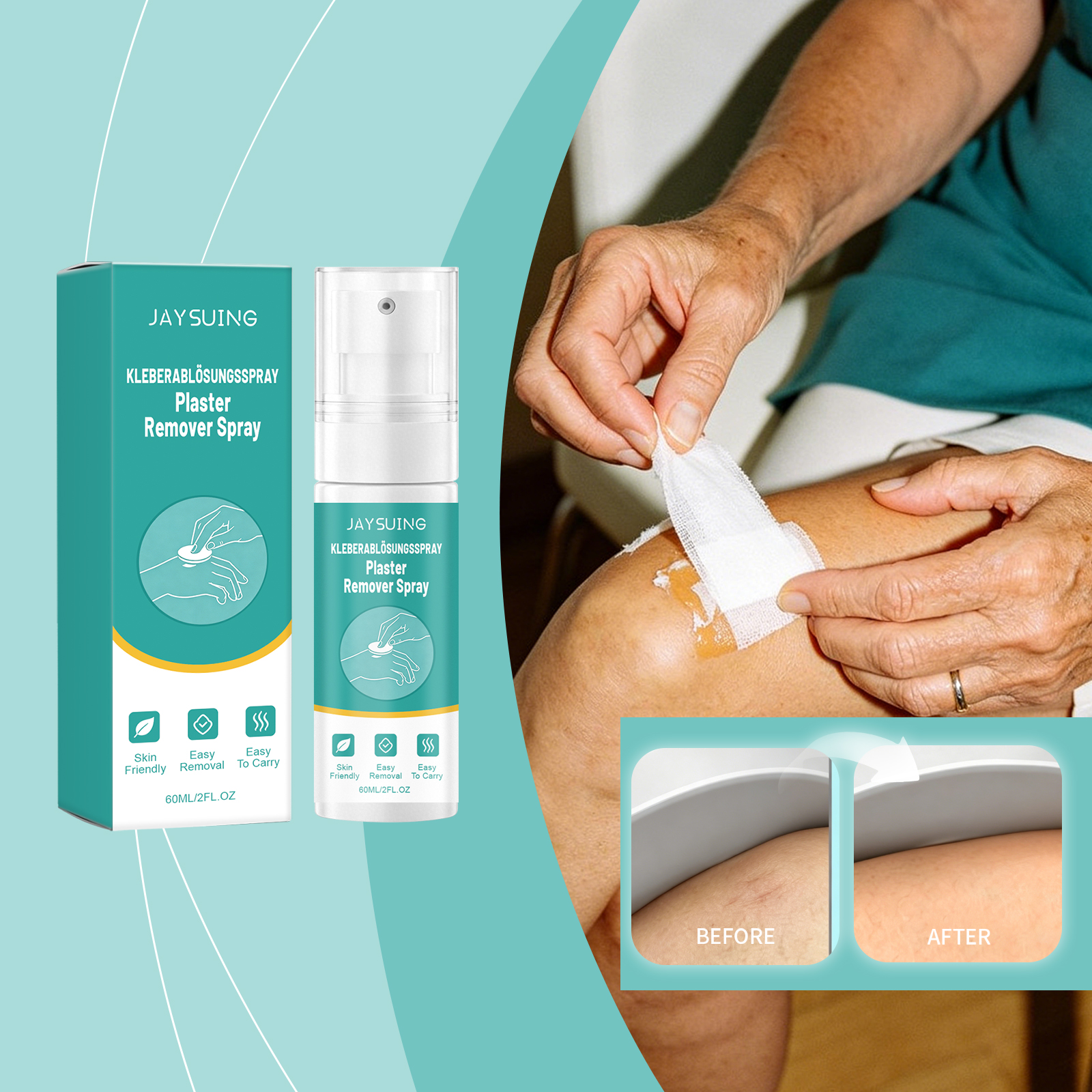 Xịt loại bỏ thạch cao cho da, chất làm sạch keo dán & băng y tế, công thức dịu nhẹ với glycerin & pa