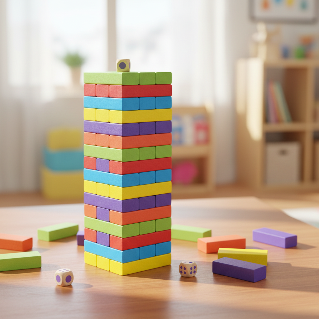 54 Khối Gỗ Lớn Jenga với Số Nhiều Màu Sắc, Trò Chơi Vui Nhộn cho Gia Đình, Trẻ Em, Trẻ Nhỏ, Lý Tưởng