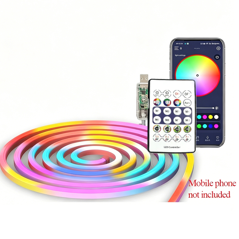 5m Rgbic LED Neon Flex Light Strip Music Sync 16m Màu sắc hoạt động với Alexa & Google Assistant Cut