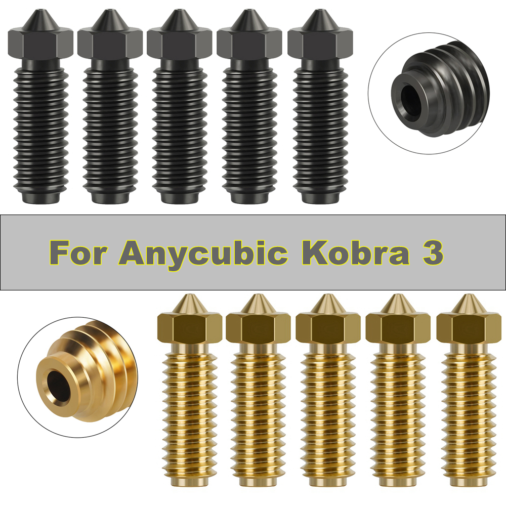 Vòi phun máy in 3D bằng thép cứng bằng đồng thau 0,2 0,4 0,6 0,8 1,0mm cho Combo Anycubic Kobra 3
