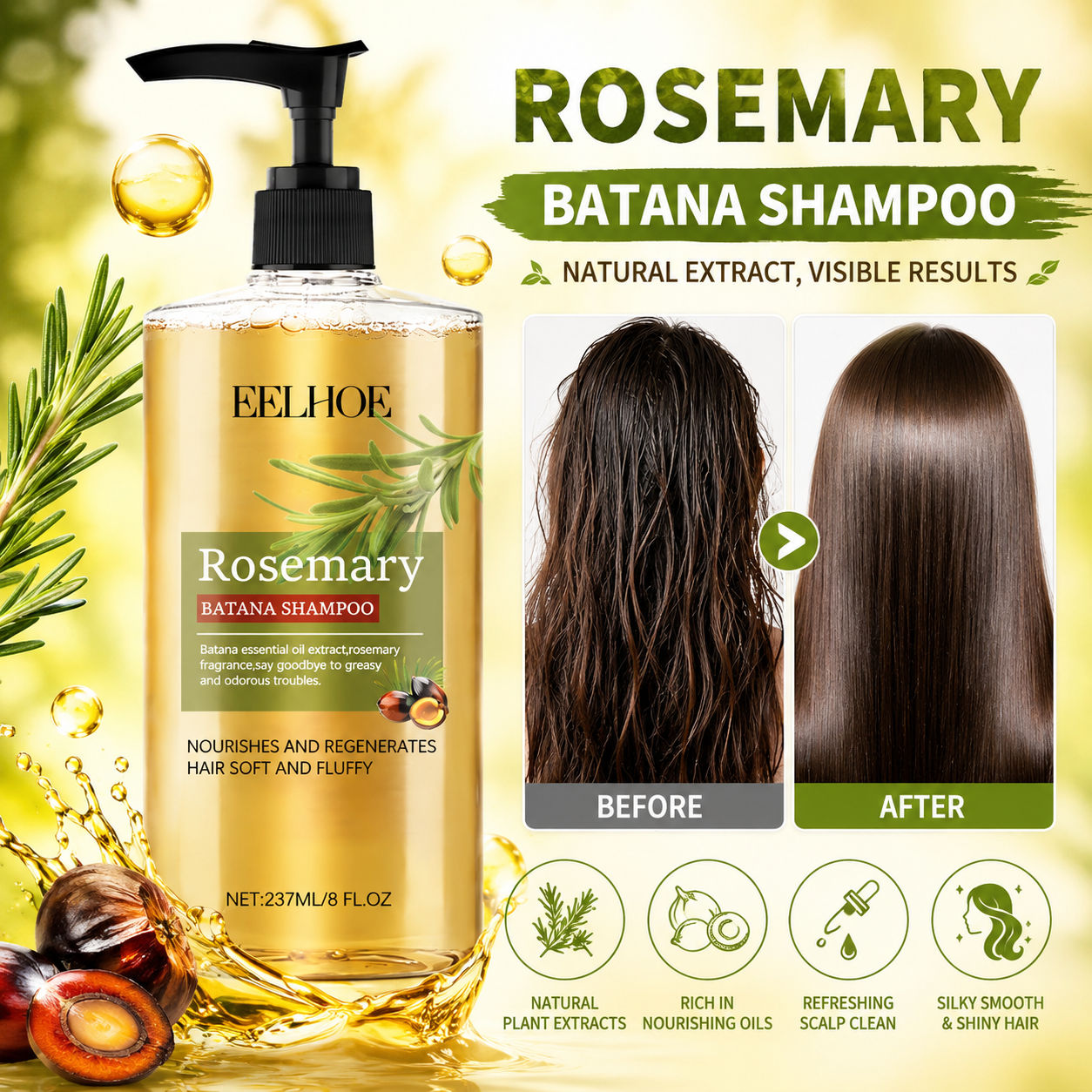 Dầu Gội Rosemary Oil 237ml | Chiết xuất Rosemary | Kiểm soát dầu & Chăm sóc gàu, Nâng cấp