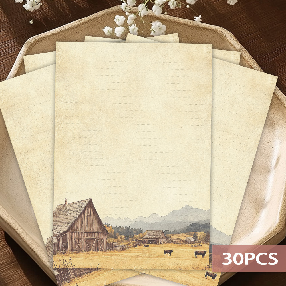 B5 Giấy Viết Lót Vết Xước Note Tạp Chí Notebook Bảng Trắng Notebook Vintage Country Pastoral 30 Tờ