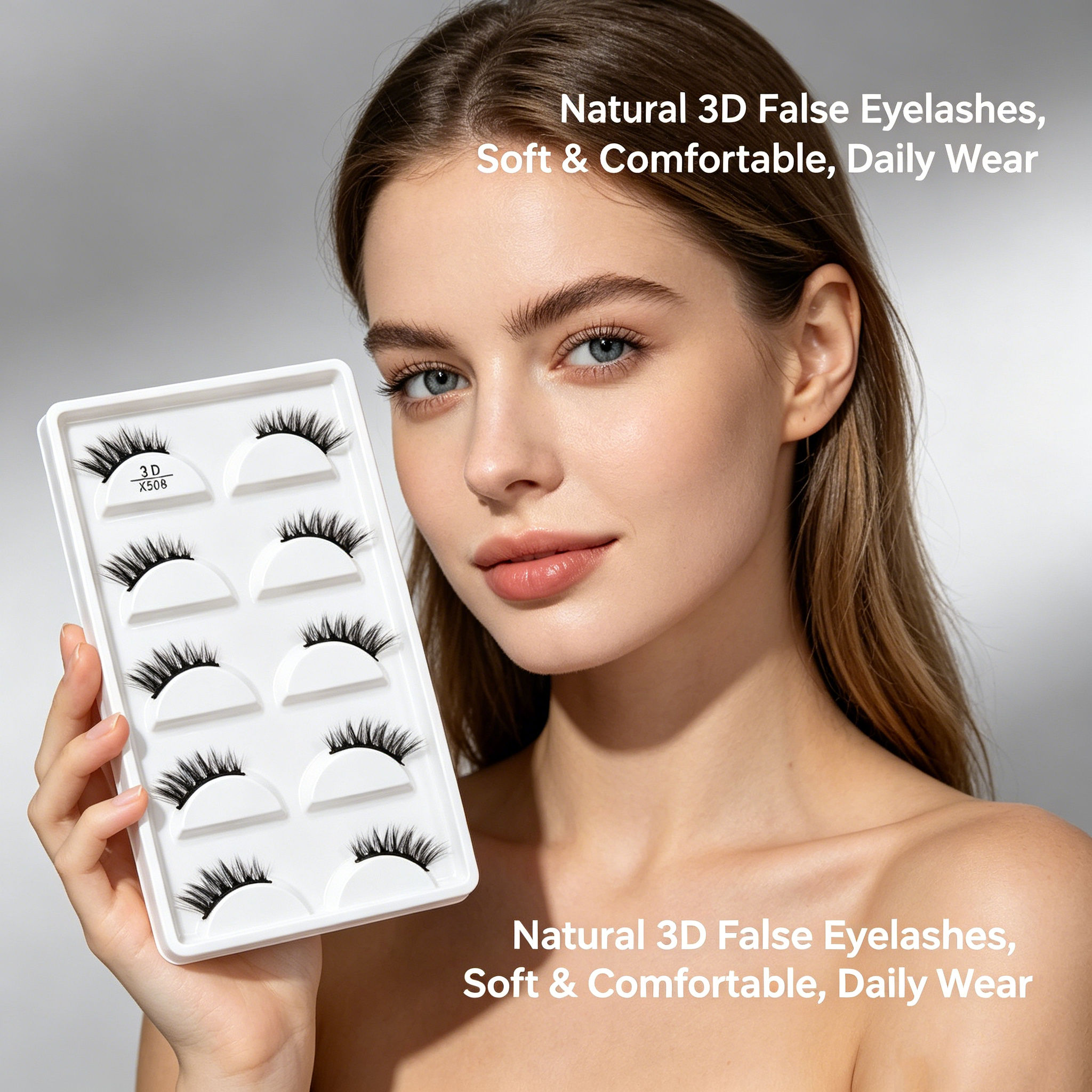 Lông mi giả dày 5 cặp, mi 3D mềm mại, mi 3D bền đẹp