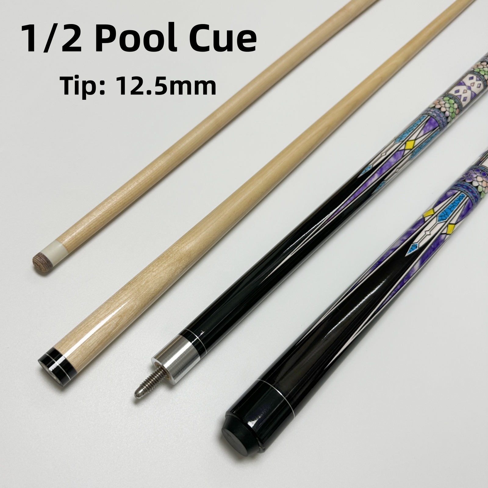 Cơ bida 1pc, gậy bi-a 1/2, tổng chiều dài 146cm/57.48inches, đầu gậy 12.5mm