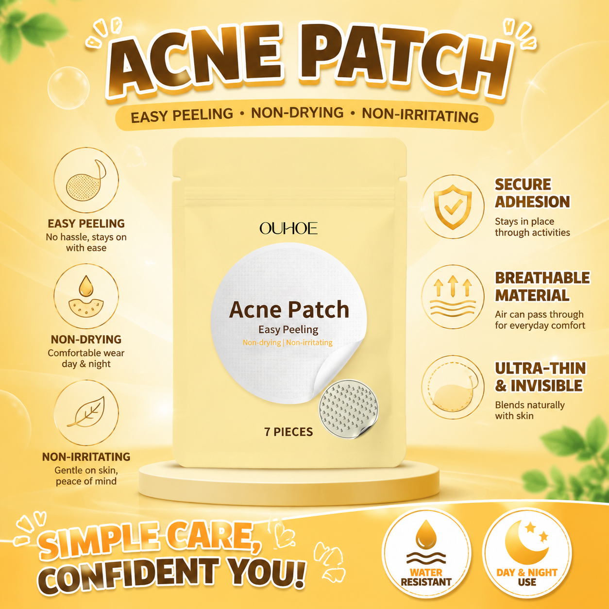 Miếng dán trị mụn siêu mỏng 7 miếng dễ bóc, thoáng khí, không gây kích ứng, chống nước, dùng ngày đê