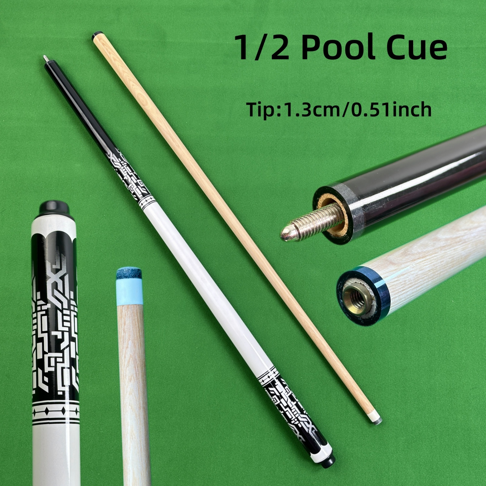 Cơ bida 1 khúc 1/2, dài 146cm/57.48inches, đầu cơ 13mm