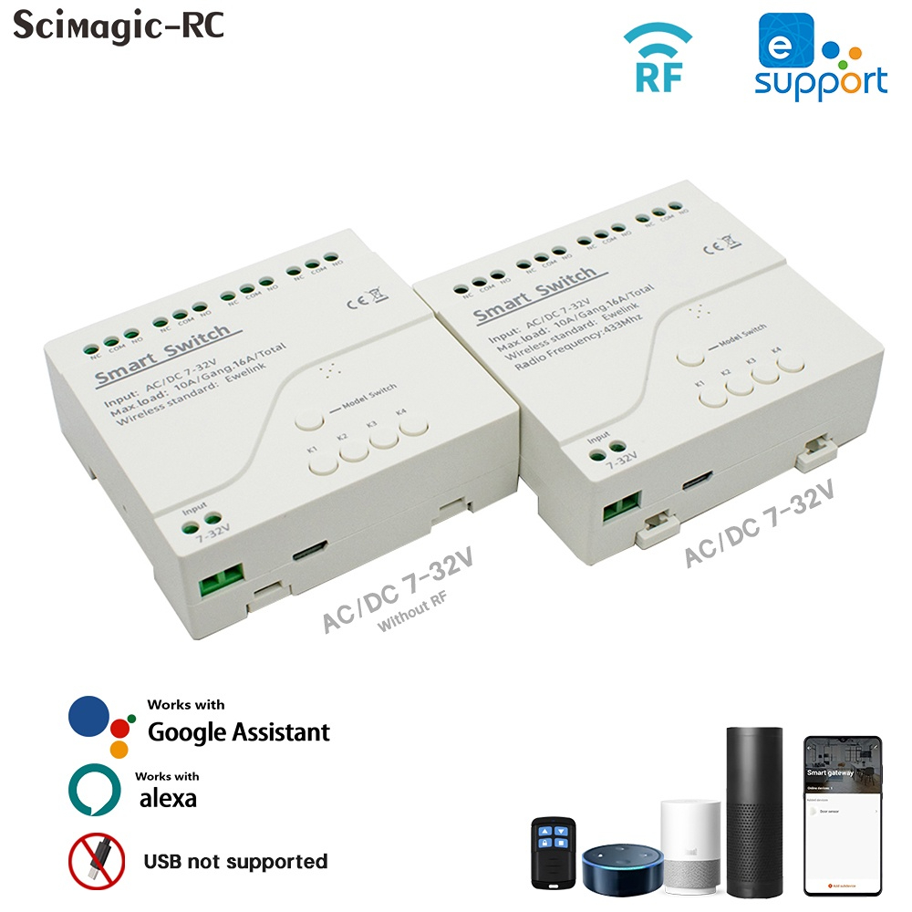 Công tắc không dây 4CH, module WiFi EWelink, điều khiển từ xa qua ứng dụng EWelink, tự động hóa nhà 