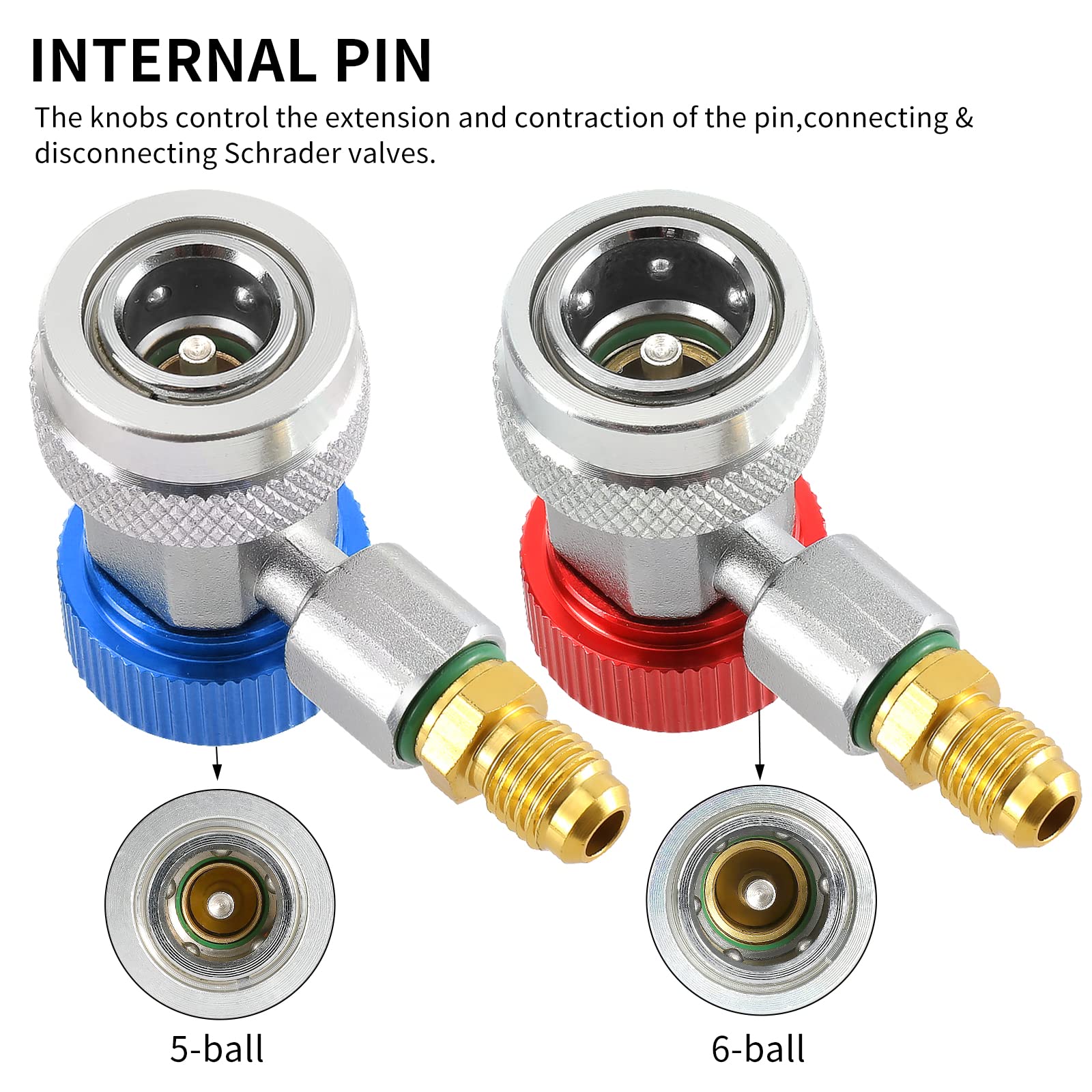 2 cái đầu nối điều hòa R134a, bộ chuyển đổi nhanh R134a điều chỉnh cho phụ kiện nạp gas AC, HP và LP