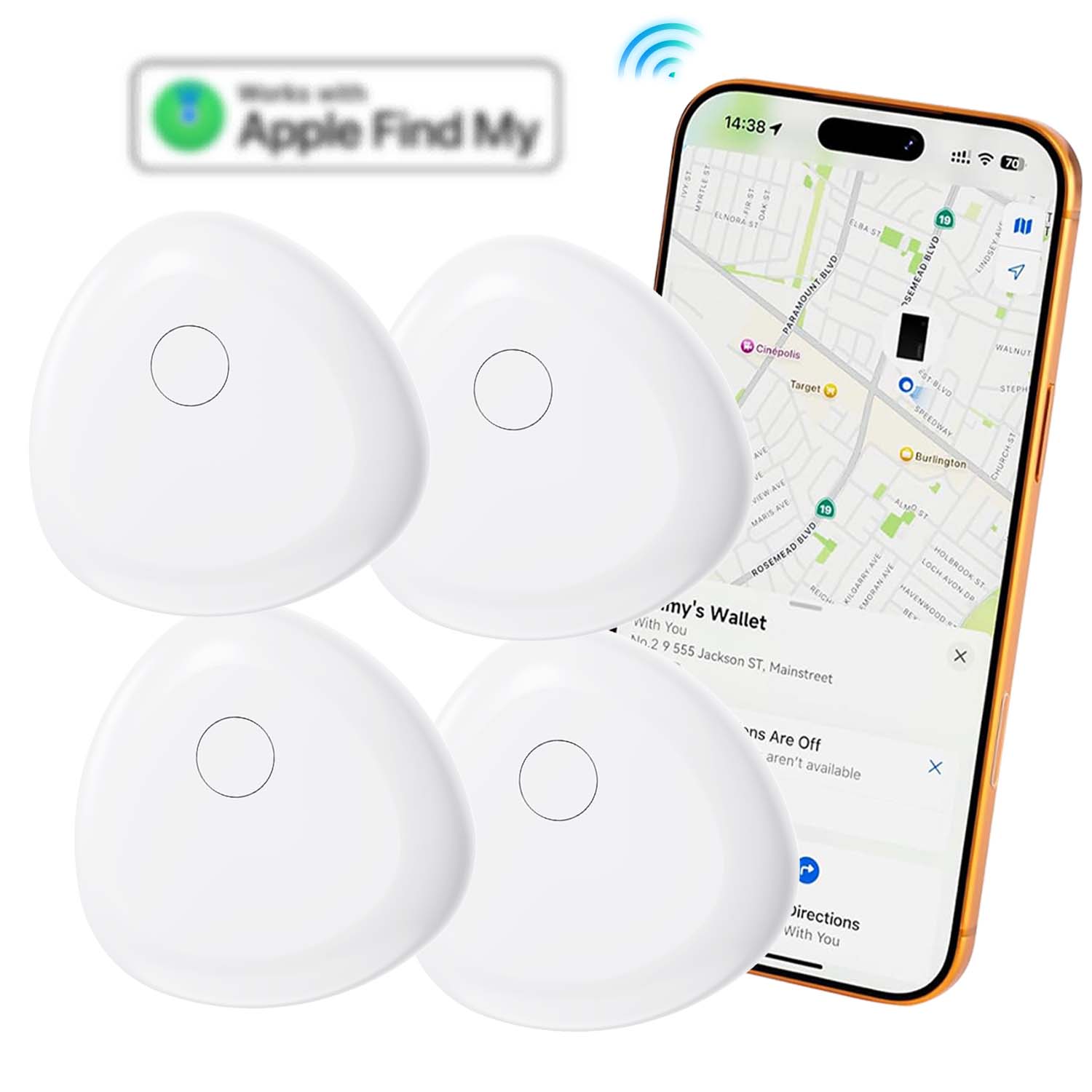 Thẻ Theo Dõi Không Dây Air Tracker Tags, Hoạt Động Với Ứng Dụng Find My Của Apple (Chỉ iOS, Không Dù