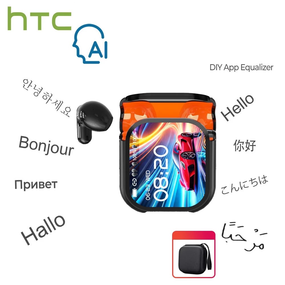 Tai nghe không dây Bluetooth HTC NE20, khử ồn, âm bass mạnh, phiên bản dịch trực tiếp AI, màn hình L