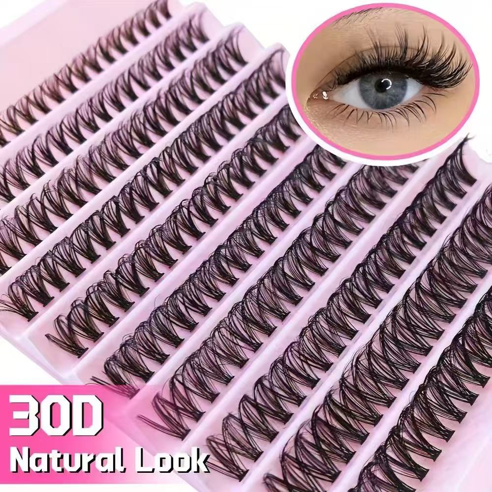 Cụm Lông Mi Cụm Mi Wispy 30D Lông Mi Cụm Mi Mảnh D-Curl Không Cảm Giác Nhựa Mi Nối Cá Nhân 200 Sợi L
