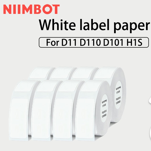 4 cuộn nhãn dán nhãn trắng Niimbot D11/D110/D101 12*40mm chống nước, chống dầu, không để lại keo, gi