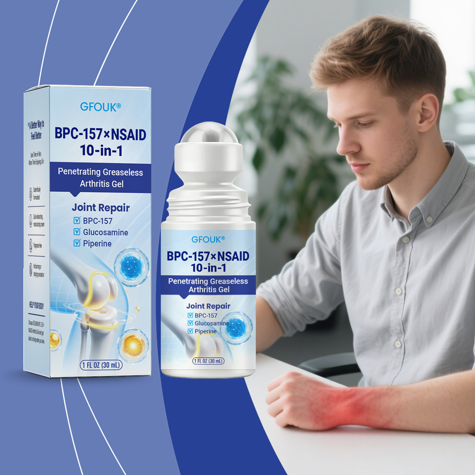 Joint Care Roll-On 30ml – BPC-157 & Glucosamine | Piperine, hỗ trợ cơ & khớp, tiện lợi