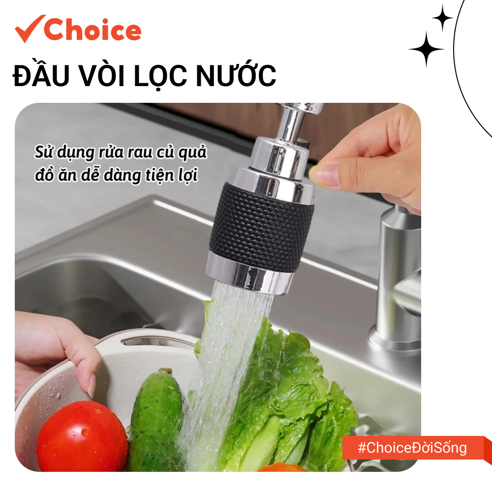 [Choice] Đầu Vòi Lọc Nước FS1-2925-663 Chế Độ Phun Nước Xoay 360, 720 Áp 3  Gắn Bồn Rửa Chén
