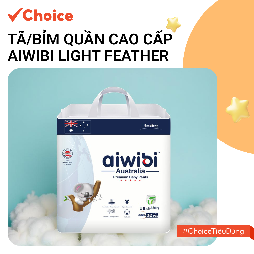 [Choice] Tã/Bỉm Quần Cao Cấp Aiwibi Light Feather FM2-2842-37 Siêu Thấm Hút, Chống Tràn Cho BéTã/Bỉm