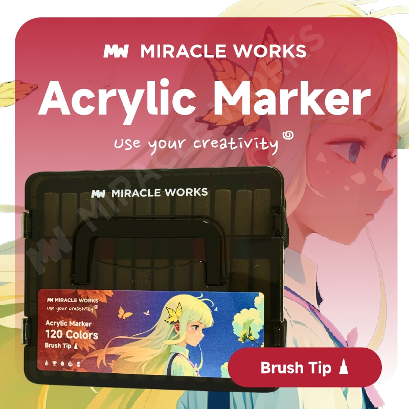 Miracle Works Acrylic Paint Marker Set 60 màu Đầu cọ Highlighters Nghệ thuật & Đồ dùng văn phòng phẩ