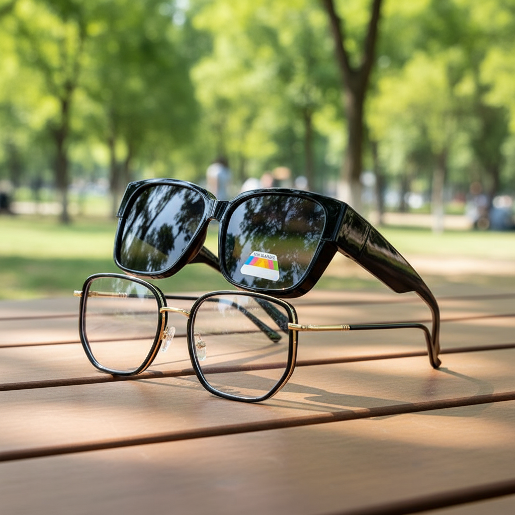   Kính râm kẹp lái xe cận thị di động kính râm đa năng dạng kẹp 