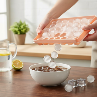   33 ô tròn khay làm đá viên tự làm có nắp đậy dụng cụ làm đá viên làm đá tại nhà bảo quản trong tủ lạnh vật dụng cần thiết cho mùa hè. 