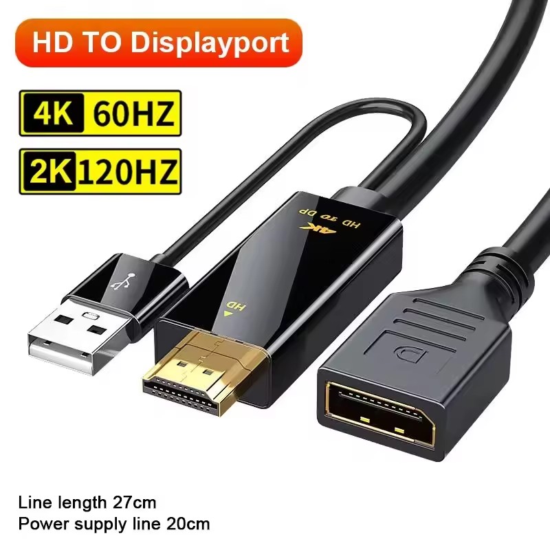 Cáp HDMI sang DisplayPort 4K 60Hz 2K 120Hz cho màn hình Pro từ PC Laptop PS5 Xbox