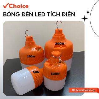   Choice  Bóng Đèn Led Tích Điện LS1-2749-256 Công Xuất 200W Chống Nước Sạc USB 