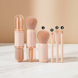   1 Bộ Cọ Trang Điểm Mini 4-trong-1 cho Má Hồng và Phấn Mắt Khi Đi Du Lịch 