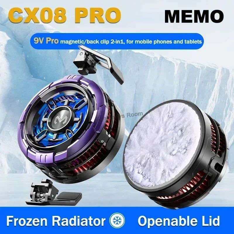 Quạt làm mát bán dẫn Memo CX08 Pro 9V2A, tản nhiệt đa năng nam châm, phụ kiện chơi game cho PUBG