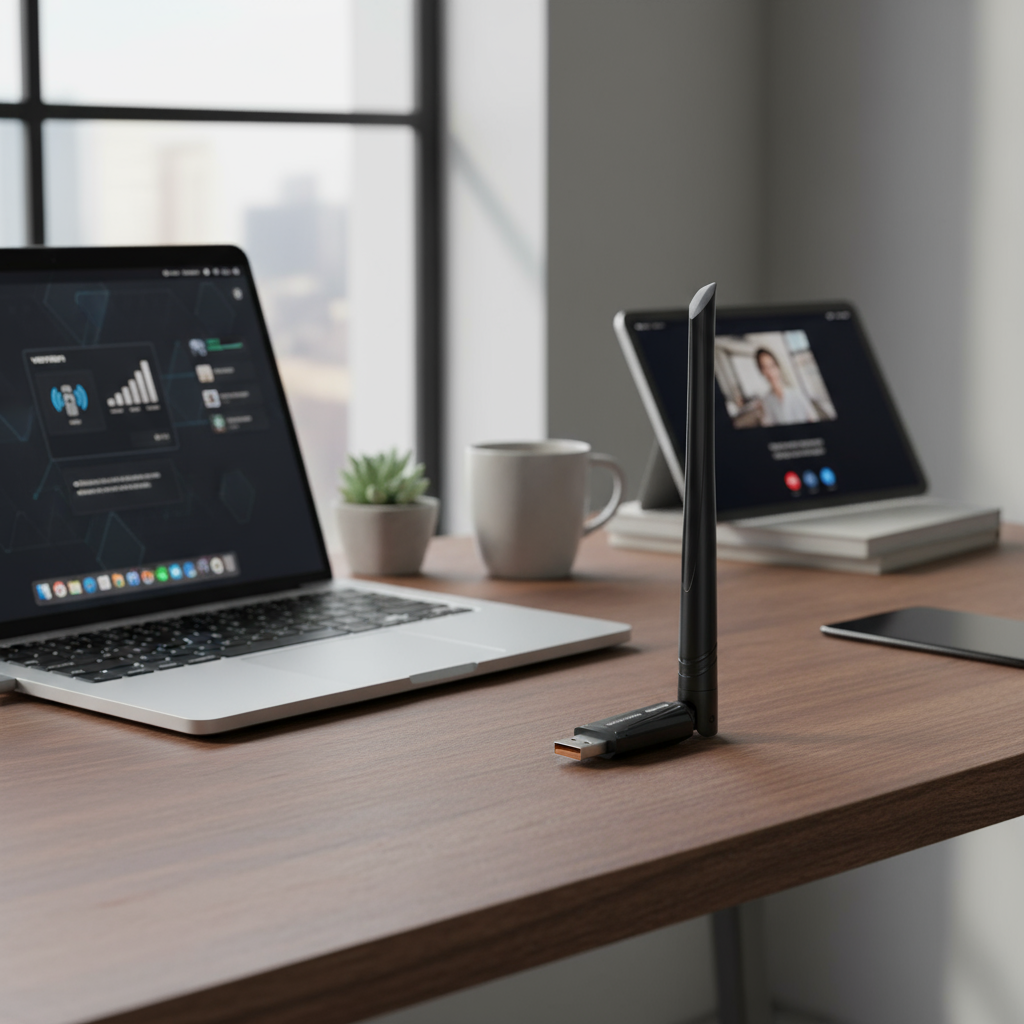 Bộ chuyển đổi USB Wifi Vention AX900M với băng tần kép và ăng-ten ngoài cho PC và Laptop