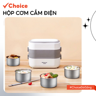   New  Choice  Hộp Cơm Cắm Điện LS1-0197-10 2 Tầng 4 Ngăn Inox Giữ Nhiệt Tự Nấu Chín Thức Ăn 