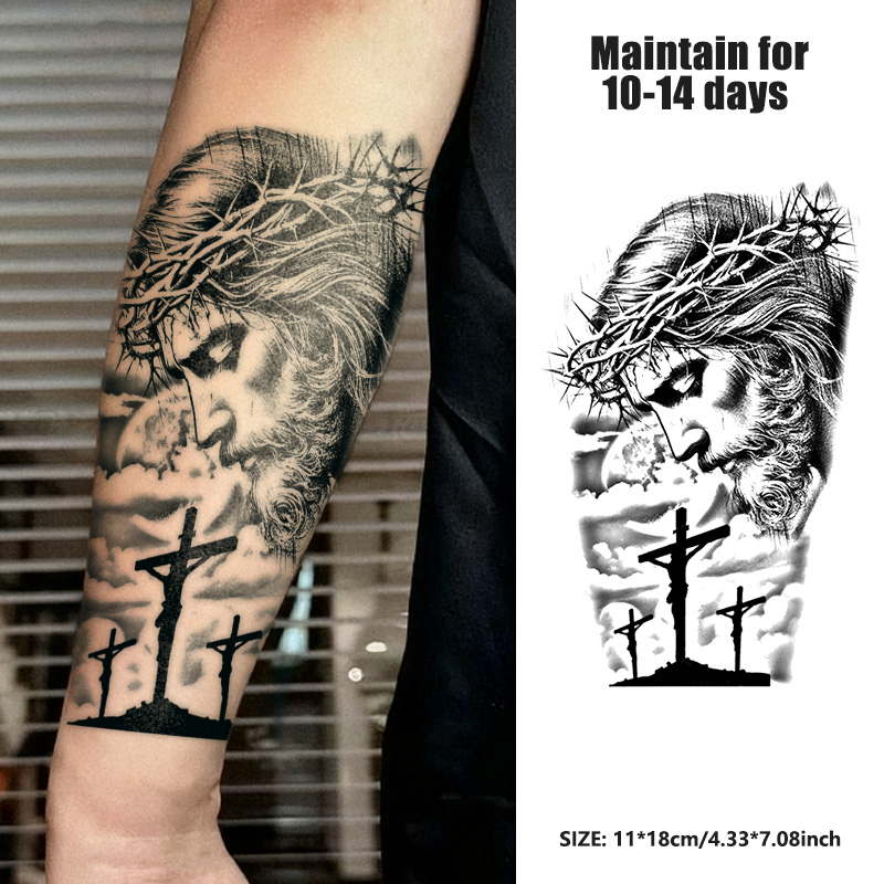 Jesus Cross Tattoo Sticker Chống thấm nước 15 ngày Thảo dược Body Art