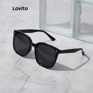 (Trendy2) Lovito Kính râm thông thường Kính râm toàn vành cơ bản phù hợp cho nữ L34AD057 (Đen)
