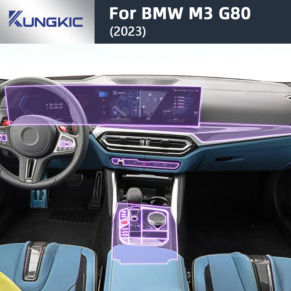 Bảng điều khiển trung tâm hộp số KUNGKIC Phim bảo vệ sơn TPU trong suốt cho BMW M3 G80