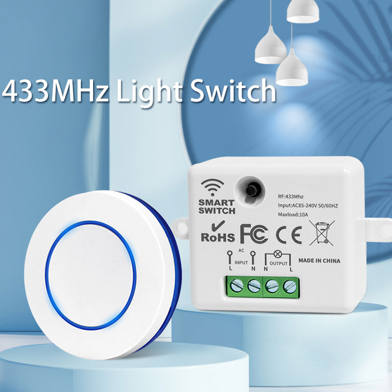 Công tắc đèn không dây Điều khiển từ xa RF 433MHz 220V 110V 10A Relay Receiver Cho đèn LED