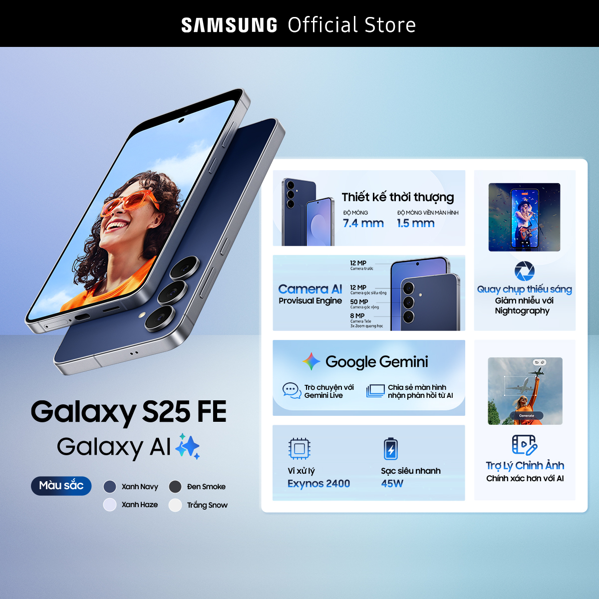 Combo Độc Quyền: Điện Thoại Samsung Galaxy S25 FE 128GB + Tai Nghe Samsung Galaxy Buds Core | BigBuy360 - bigbuy360.vn